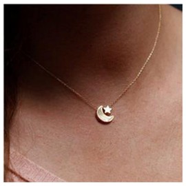 Cimenexe Bohemian Star Moon Choker Necklace Moon Pendant Necklace Gold Star Necklace Vintage Crescent Moon Necklace Jewellery for Women and Girls