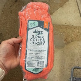 Digz 3 Pair Cotton Jersey Garden Gloves Size Large Value Pack Coral Color