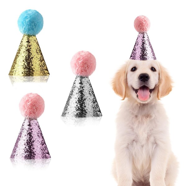3pcs Dog Birthday Hat for Pets Party Decoration Supplies， Cat Kitten Headband Hats Charms Grooming Accessories