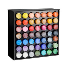 SANFURNEY 49 Holes Craft Paint Storage Organizer, Wall-Mounted Paint Holder for 2oz Acrylic Painting, Vertical Paint Rack Stand for Apple Barrel, Folkart -2oz Craft Paints, Black