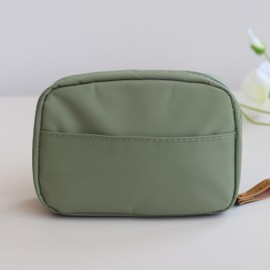 BRMM MIA Makeup Pouch, Makeup Pouch, Vertical Column Bag, Large Capacity, Brush Pocket, Travel, Waterproof, Lightweight, Portable, Cute, Stylish, Makeup Tool, Oval Green