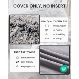 ZonLi Fuzzy Body Pillow Cover, 54"x20" Fluffy Plus Faux Fur Decorative Pillowcase with Zipper for Bedroom (Grey)