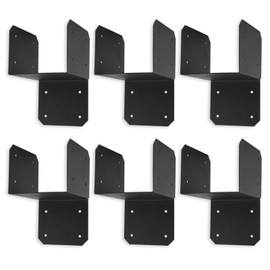 6 Pack Black Post Joist Anchor Connector Carbon Steel, Fit All 4x4, 4x6, 4x8, Joist Truss Beam Stabilization Linking Brackets
