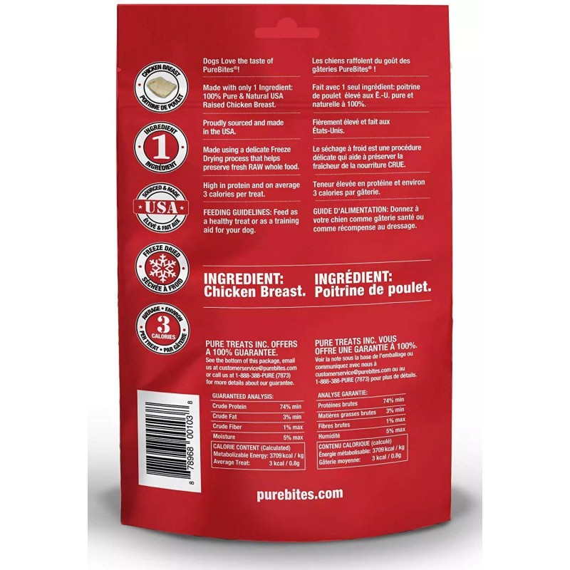 PureBites Freeze Dried Chicken Breast Dog Treats Pack of 3