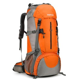HongXingHai 70L Camping Hiking Backpack with Rain Cover Waterproof Backpacking Backpack for Hiking Treeking Climbing Outdoor (Orange)