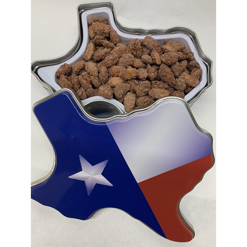 Cinnamon Roasted Almonds in a Texas Shaped Gift Tin