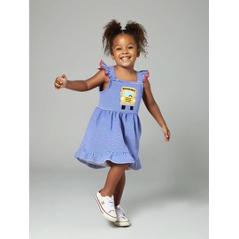 Unique Baby Girls Tank Top Flutter Sleeve Back to School Dress for Kids First Day of Kindergarten 1st 2nd 3rd Grade Outfit (10Y, School Bus)