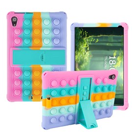 Case for Urao C107 Tablet, 10.1 inch Tablet Case Soft Silicone for ‎2024 Urao C107 Tablet, Jeazans OC101 Tablet, Kids Friendly Soft Silicone Adjustable Stand Cover for C107 10.1 inch (Rainbow Pink)