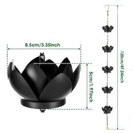 LimCryspp High-Quality Metal Artificial Lotus Rain Chain Replacement, Adjustable Length S-Shaped Hook, Suitable for Drainage Ditches