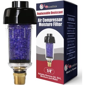 LE LEMATEC Air Compressor Dryer, Does Not Restrict Air Flow, Desiccant Filter, 150 PSI (ZN312E-3 1/4")