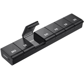 AUVON Pill Box 7 Day Pill Box with Improved Open Design, Medicine Box German, BPA-Free Portable Pill Box for Medication, Vitamins, Fish Oil, Dietary Supplements etc.