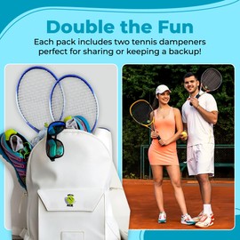 TRESSIS Tennis Racket Dampener - Cute Fun Kiss My Ace Design - 2-Pack - Vibration & Noise-Reducing Tennis Shock Absorber for Racquets - Secure, Easy-Install Accessories for Players of All Levels