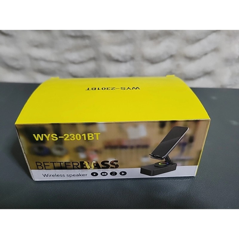 Universal BetterBass WYS-2301BT Bluetooth Speaker + Phone Holder, Black, Universal