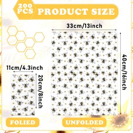 Karenhi 200 Pcs Honey Bee Party Supplies Disposable Hand Towel for Bathroom 2 Ply Spring Yellow Decorative Napkins Floral Bathroom Paper Hand Towels for Honey Bee Birthday Baby Shower Party Decoration