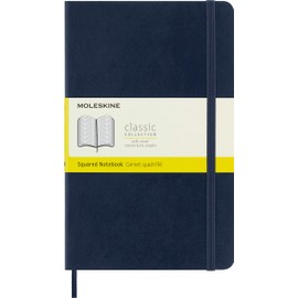 Moleskine - Classic Squared Paper Notebook - Soft Cover and Elastic Closure Journal - Color Sapphire Blue - Size Large 13 x 21 A5 - 192 Pages