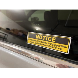 3pcs Notice Audio and Video Recording Yellow Stickers for Car, Truck Vinyl Water-Resistant Stickers Size 5x1.5in