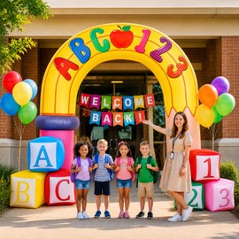 ZeahVeyora 10FT Back to School Inflatable Arch with LED Lights, ABC 123 Pencil Blow Up Archway Kindergarten Preschool Graduation Decorations for First Day of School Party Outdoor Lawn Yard Decor 2026