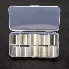 ECSiNG 10 Rolls Set Manicure Holographic Nail Foil Transfer Foil Glossy Sticker Decals Nail Art DIY Decoration White Pearl Colour Style A