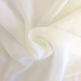 DJBM 59’’ Solid Color Sheer Chiffon Fabric Yards Continuous for DIY Decoration Valance Ivory/5 Yards