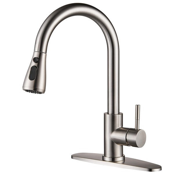 Cobbe Kitchen Faucets, Brushed Nickel Kitchen Faucet with Pull Down