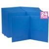 1InTheOffice Blue Folders with Pockets, Letter Size 2-Pocket Embossed Paper