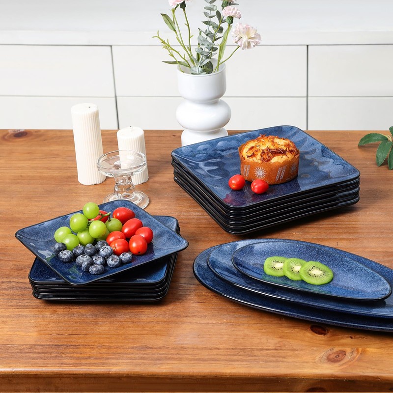 vicrays Ceramic Square Plates Set of 6 - Porcelain 8
