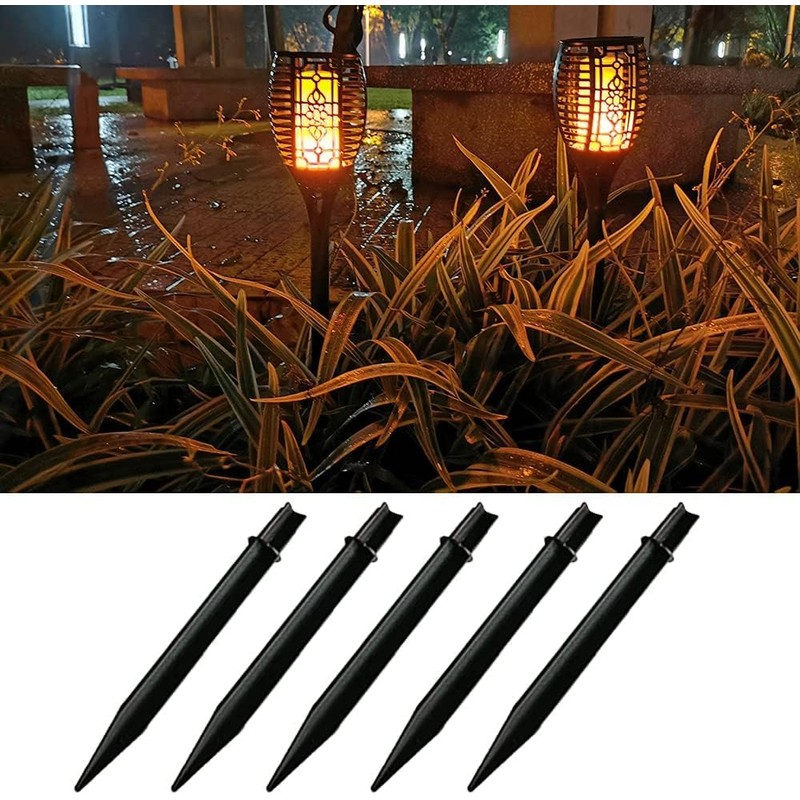 Wensmy 10PCS Solar Torch Lights Stakes Plastic Ground Spikes Solar