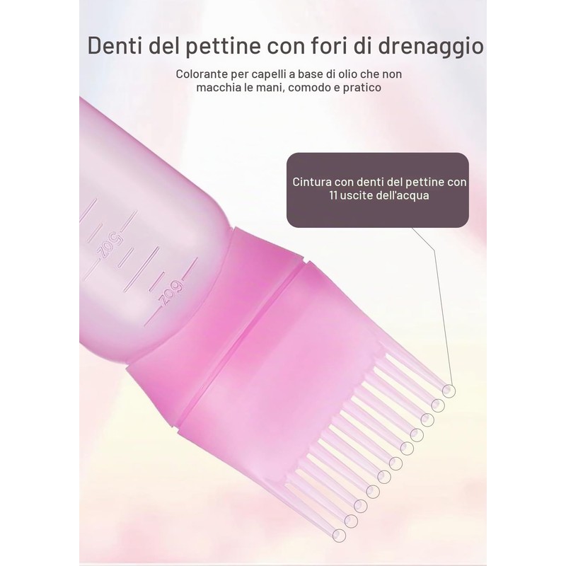 Forevat 2 spazzole per tintura capelli, flacone applicatore olio per