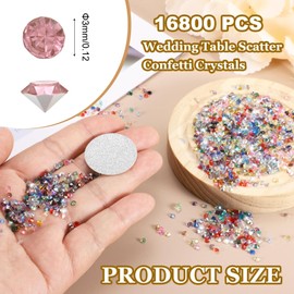 sourcing map 16800 Pcs Wedding Table Scatter Confetti Diamond, 3mm Mini Crystals Acrylic Fake Diamonds Rhinestones for Table Centerpiece Decorations Vase Filler Beads(Silver Pink)