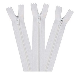12 inch | 30cm White Zips (Pack of 3) - Strong No.3 Nylon Closed End Zip Fasteners. Ideal for Sewing, Dressmaking, Skirts, Bags, Cushions, Craft Projects