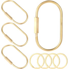 Brass Key Chain Ring Screw Lock，Simple Golden Carabiner Purse Bag Charms for Handbags, Heavy Duty Screw Lock Keychain Clip Organizer Accessories for Men and Women