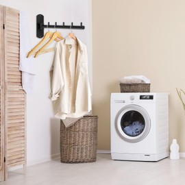 Sumnacon Clothes Rack,Stainless Steel Clothes Hanger,Wall Mounted Clothes Rack,Wall Mounted Drying Rack with Swing Arm,Wall Clothes Hanger for Bathroom Laundry Room Closet,Black