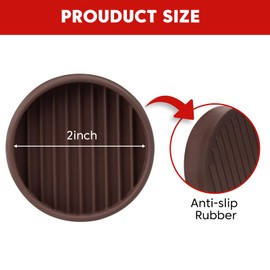 Rubber Non-Slip Furniture Pads Furniture Casters Cup Floor Protector for Bed Sofa Table and Chair Stopper (Pack of 8, 2 * 2 inches,Round, Brown)