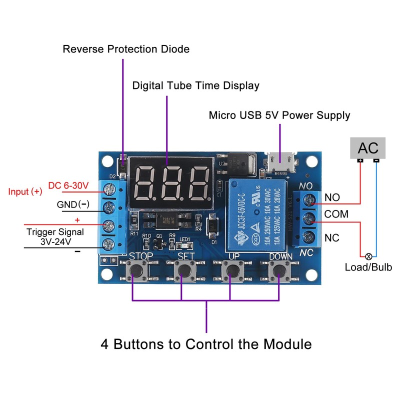 Coliao 2pcs DC 6-30V Timer Relay Programmable Time Delay Relay