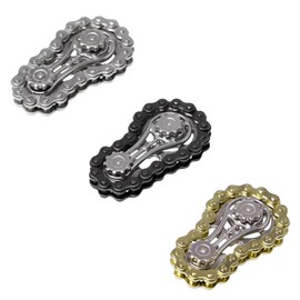 Sxutop Pack of 3 Metal Chain Gear Fidget Spinner, Kinetic Chain Fidget Toy for Stress Relief, Anti-Stress, ADHD Sprocket Toy with Smooth Bearings for Adults, Stress Relief