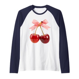Cute Cherries | Cherry Bow | Cherry Fashion Raglan Baseball Tee