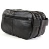 Men's Super Soft Nappa Leather Toiletries/Travel/Holiday/Over Night/Weekend Wash Bag (Black)