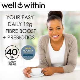 Well Within 12g Soluble Fibre Supplement, 40% NHS Daily Intake, 3in1 Fibre Powder : Inulin Acacia FOS (Fructooligosaccharides) Well Within Prebiotics for Gut Health (200g Bag, 30 x 6g Fiber) Pre Biotic Drink