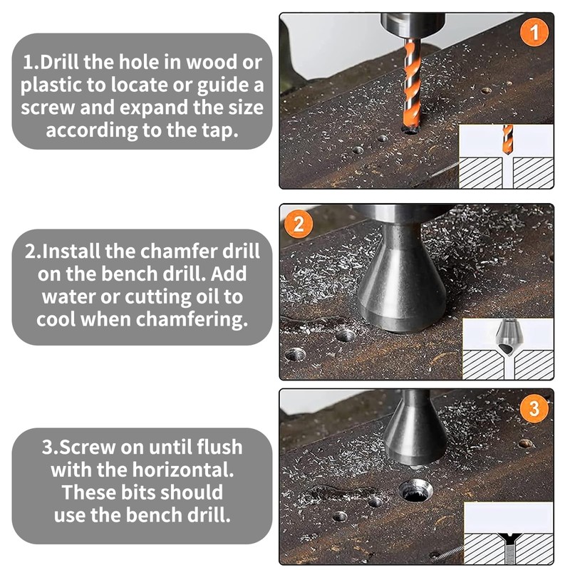 GIONAR 4pcs Countersink Drill Bit Set Deburring Chamfer Drill Bits,