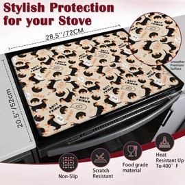 Stove Top Cover Glass Cooktop Heat Resistant Cover,Cute Dachshunds Ceramic Stove Top Covers Mat Prevents Scratching Stoves/Counter/Washer Protector,28x20 in
