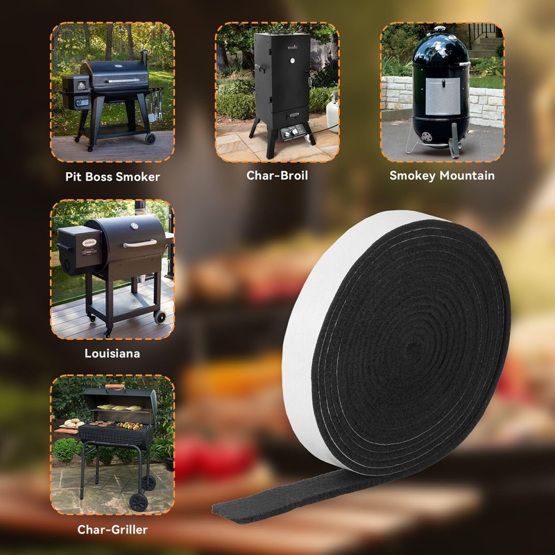 onlyfire Hi Temp BBQ Smoker Gasket with Adhesive for BBQ