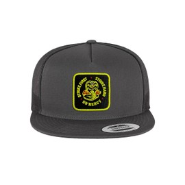 Forge Bros Cobra Kai Classic Trucker Hat – Embroidered Patch Movie Snapback Cap, Adjustable Fit, Mesh Back - Graphite Grey