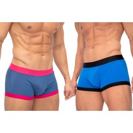 LATRANS Pack of 2 men's boxer cotton made in the EU, blue / grey, xl