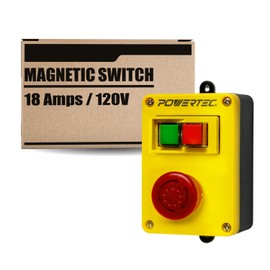 POWERTEC 120V, 18A Magnetic Switch for Router Table, EZ Mounting on Work Bench & Tool Stand, Power Tool Safety Switch w/Emergency Stop Button for Table Saw, Drill Press, Band Saw, 1 PK (71969)