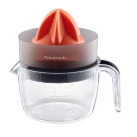 Primtronic Electric Citrus Juicer – 3 Cup (24 oz) Orange Juicer with Seed Filter, Auto-Reverse, Compact Design – Easy Press Citrus Juicer for Oranges, Lemons, Limes – BPA-Free – Black and orange