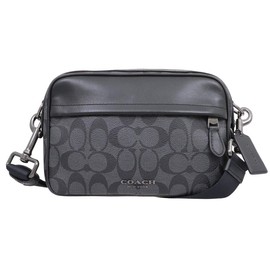 Coach F50715 QBAF4 Shoulder Bag, Charcoal x Black, Signature PVC, Smooth Leather, Crossbody, Men's, Women's, Outlet Product, Brand, Parallel Imported, charcoal/black