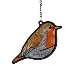 Image Industry Bobbin Robin Stained Glass Effect Suncatcher - Garden Gift - Robin Gift - Memorial Gift (9cm)