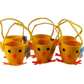 Gem Imports Set Of 6 Easter Chick Felt Fabric Buckets/Baskets - For Easter Egg Hunts!