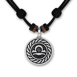 HANA LIMA Zodiac Sign on Adjustable Leather Chain Horoscope Necklace Surfer Chain, Leather, No Gemstone