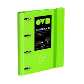 Grafoplas Ring Binder with 4 Rings A5, Polyfoam, Robust and Ultralight, Minimal Green, Includes Refill, Round Rings 25 mm, Perfect for Organising School Supplies